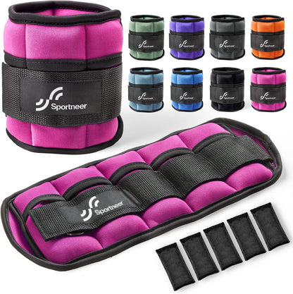 Adjustable Ankle/Wrist Weights for Men Women Kids, Weighted Leg & Cuff Strength Training for Yoga Walking Running Aerobics Gym Fitness Physical Therapy