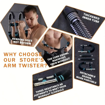 Twister Arm Trainer Arm Exerciser 60-110Lb,Adjustable Chest Expander Portable Power Twister, Arm and Chest Exerciser, Home Fitness Upper Body Workout Tool